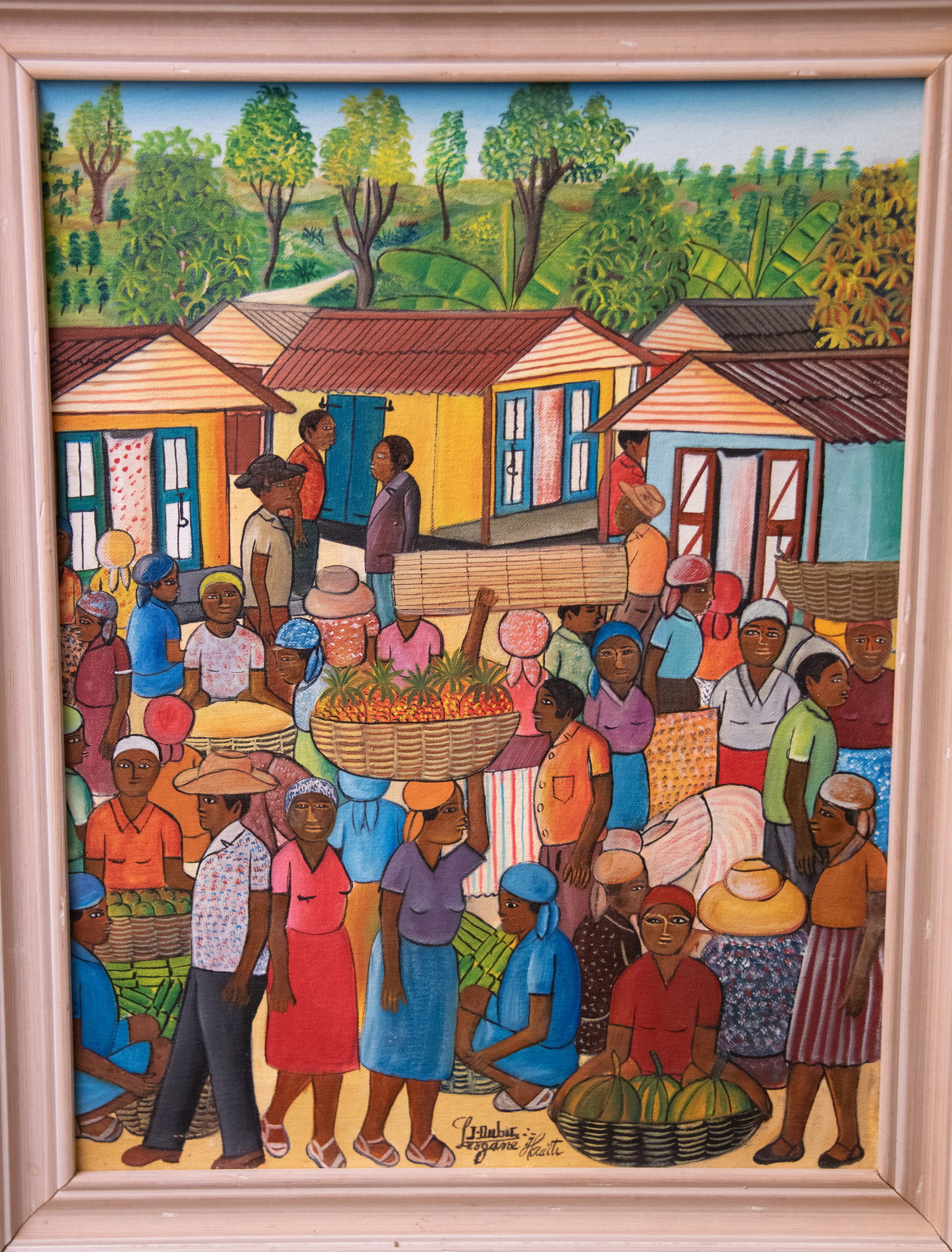 Haitian Village Original Haitian Painting by Jean Abner Dubic: Haitian Village Original Haitian Painting by Jean Abner Dubic Oil on Canvas