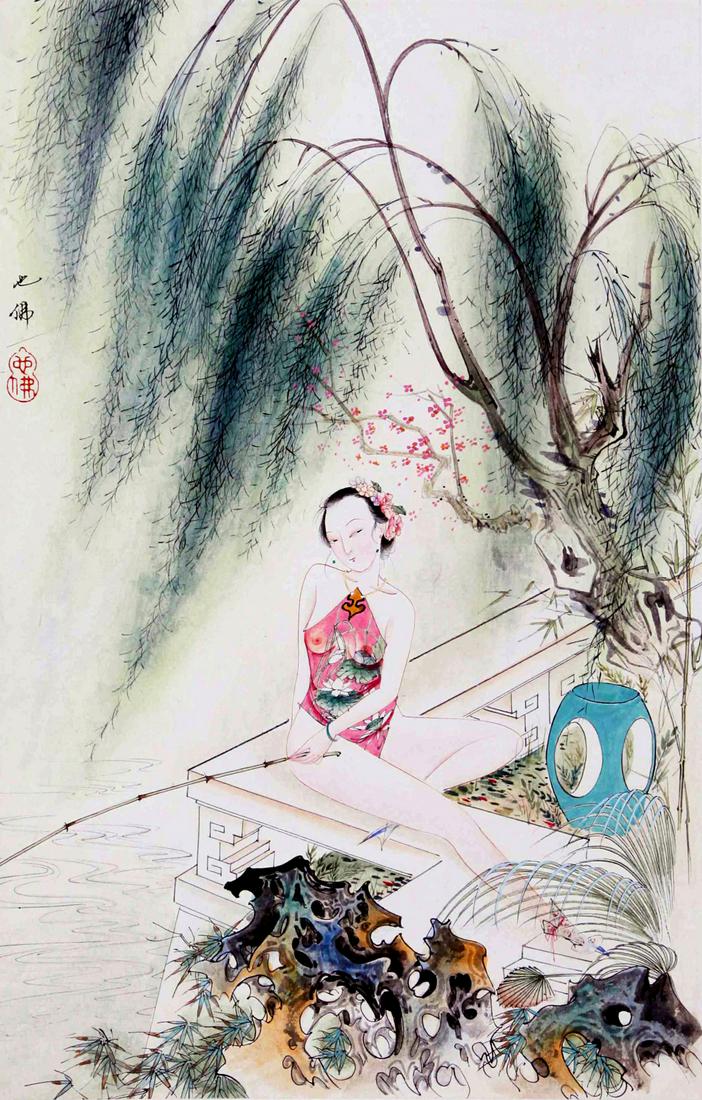 A Chinese Scroll Painting By Hu Yefo: A Chinese Scroll Painting By Hu Yefo 37*24cm