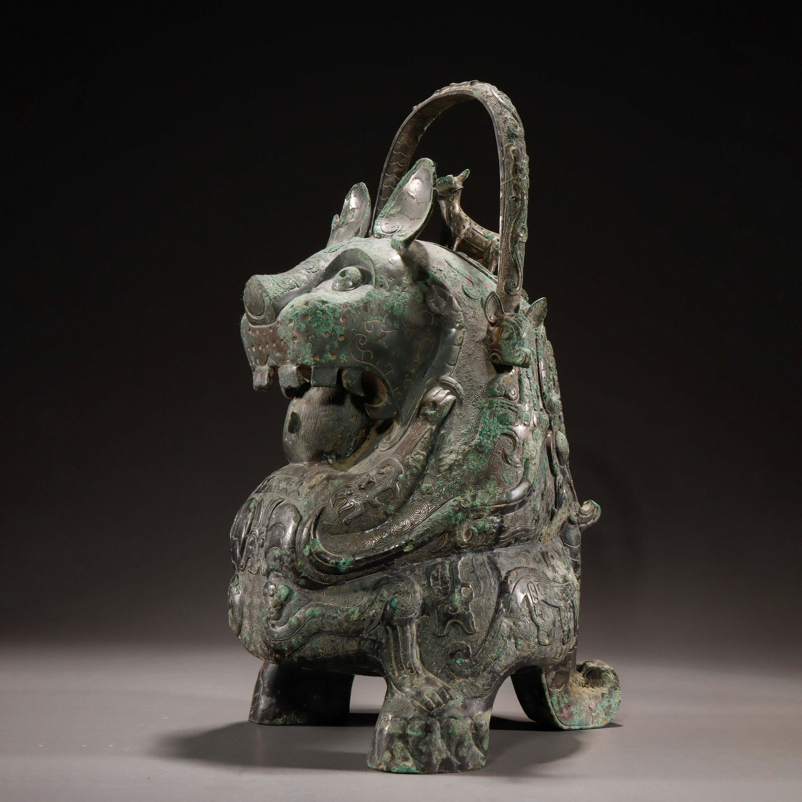 A Bronze Wine Vessel You Shang Dynasty: A Bronze Wine Vessel You Shang Dynasty H:31.5cm;W:22cm