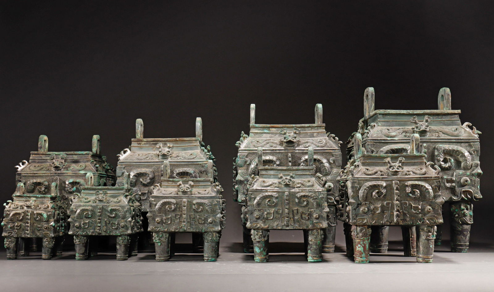A Group of Nine Ritual Vessels Ding Han Dynasty (1 of 11)