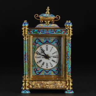 A Chinese Cloisonne Enamel Clock: A Chinese Cloisonne Enamel Clock H:21cm;L:13cm;2kg