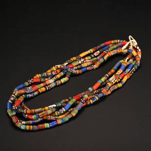 A Western Asiatic Glass Beads Necklace: A Western Asiatic Glass Beads Necklace L:90cmx4;900g