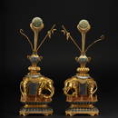 Pair Chinese Bronze-gilt Elephant Spill Vase Qing Dyn.