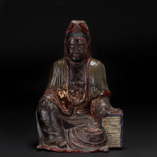 A Chinese Tin Figure of Guanyin Qing Dyn.: A Chinese Tin Figure of Guanyin Qing Dyn. H:28cm;L:19cm;6.3kg