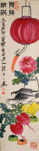 A Chinese Scroll Painting By Qi Baishi: A Chinese Scroll Painting By Qi Baishi 136x33cm