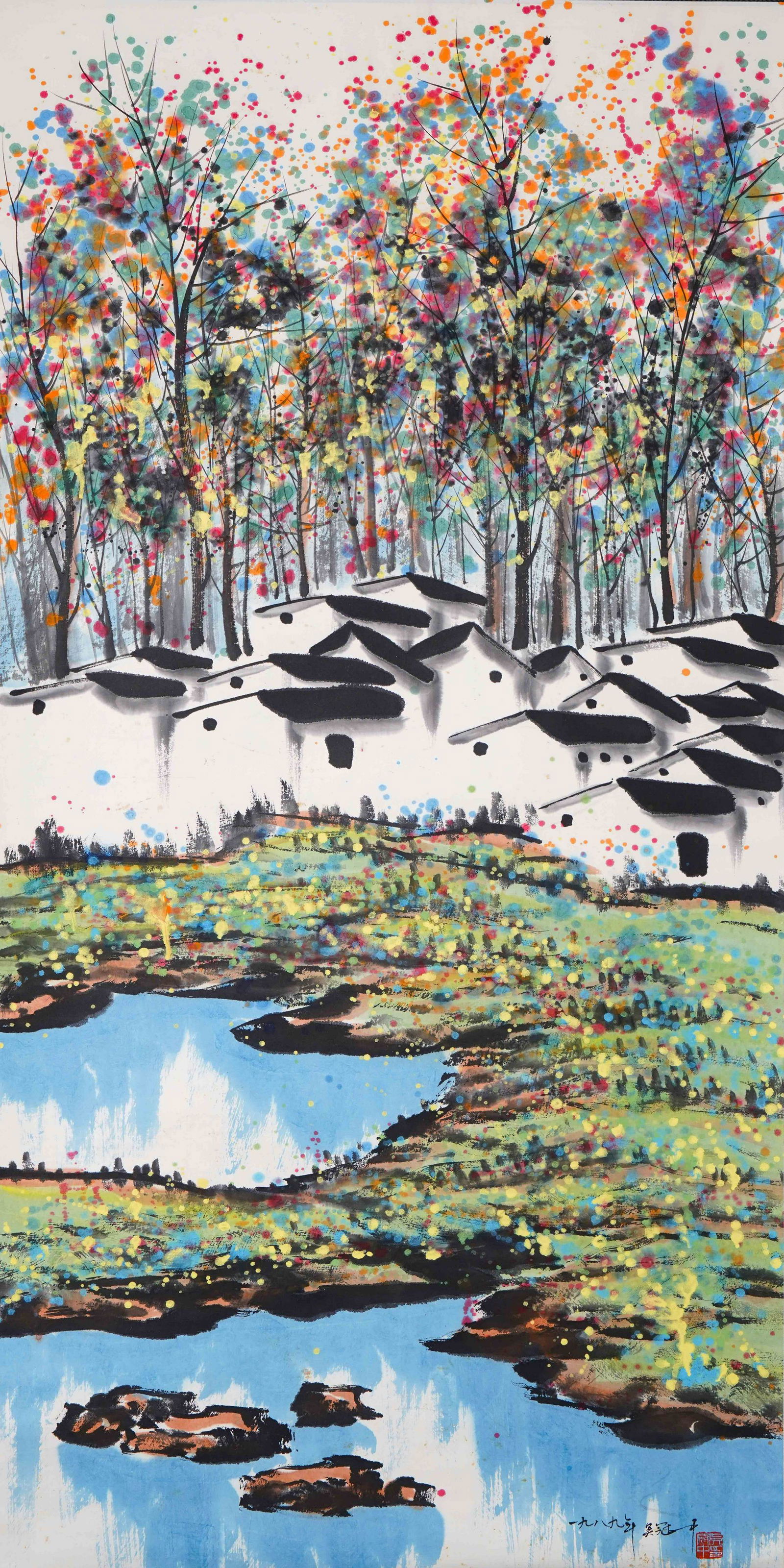 A Chinese Scroll Painting By Wu Guanzhong: A Chinese Scroll Painting By Wu Guanzhong 137x66cm