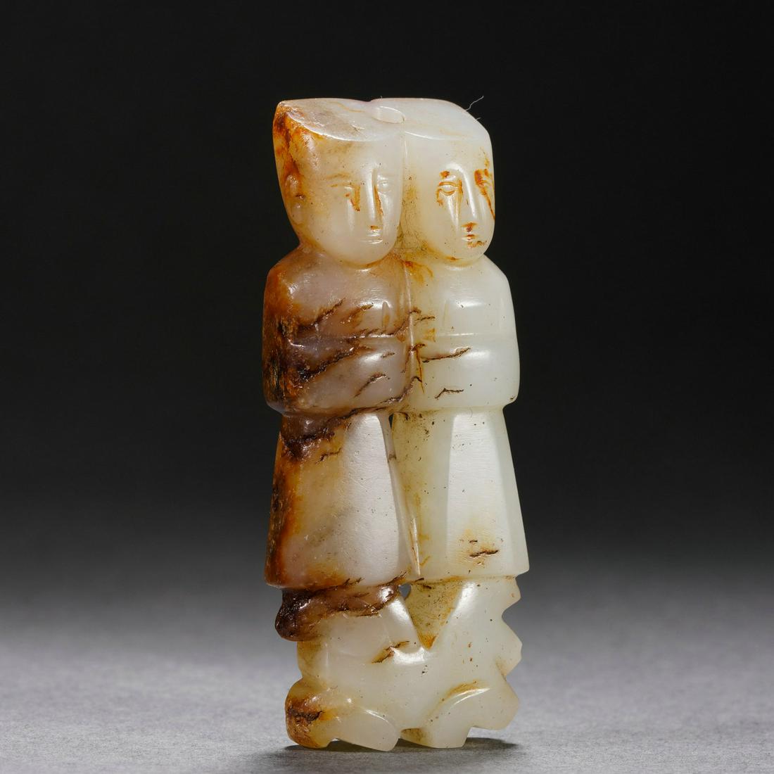 A Chinese Carved White Jade Double Figure Han Dyn. (1 of 7)