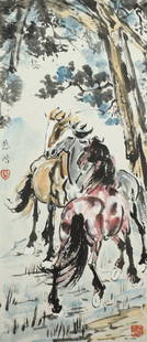 A Chinese Painting By Xu Beihong: A Chinese Painting By Xu Beihong 33x15cm