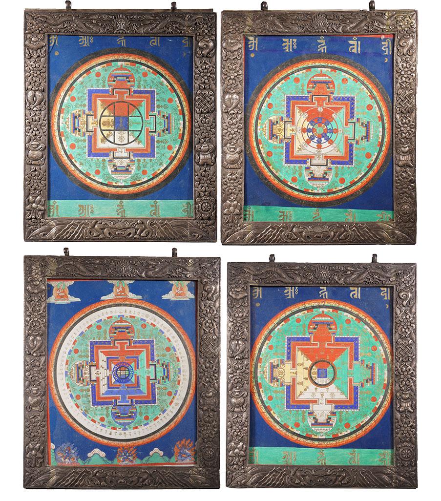 A Set of Four Mongolian Thangka: A Set of Four Mongolian Thangka L: 27cm; W: 23cm