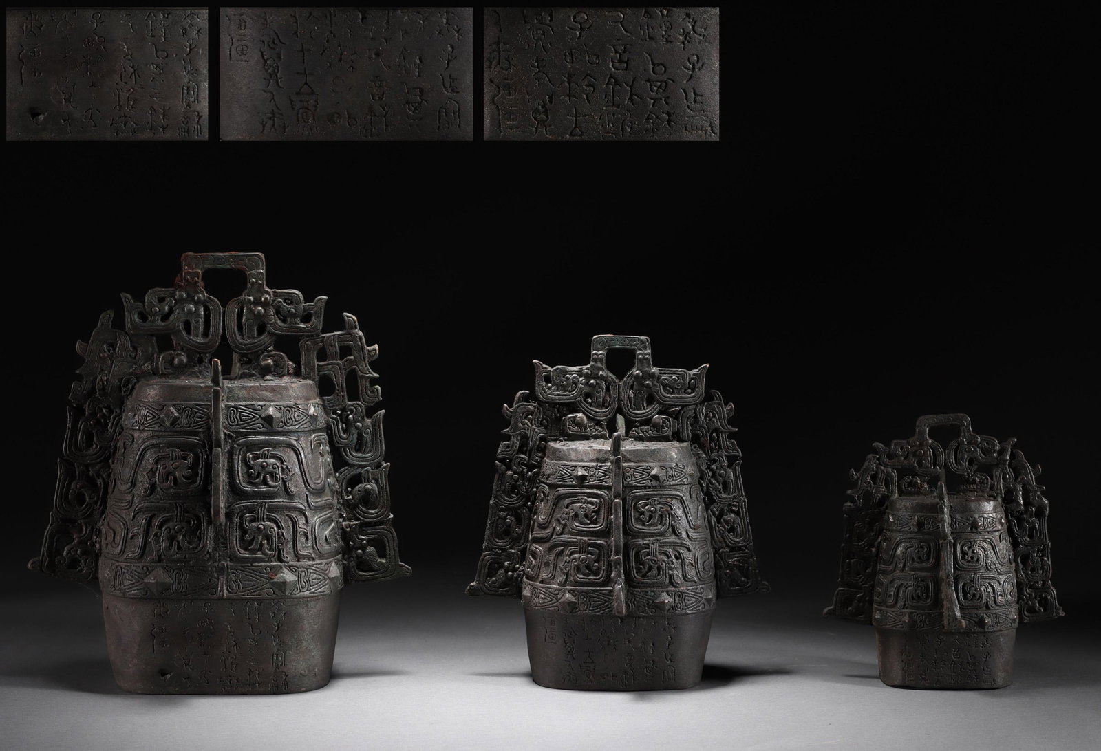 A Set of Three Chinese Bronze Ritual Bells (1 of 7)