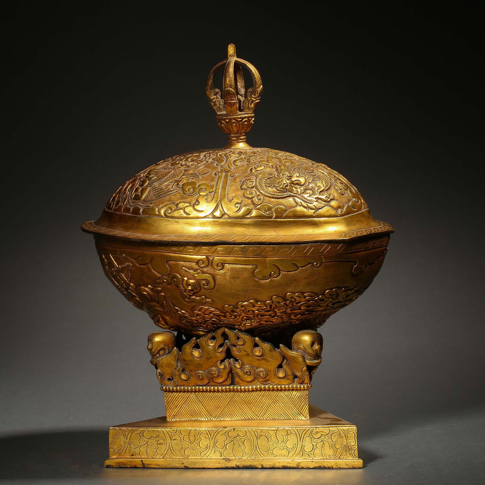 A Tibetan Bronze-gilt Ritual Bowl and Cover (1 of 8)