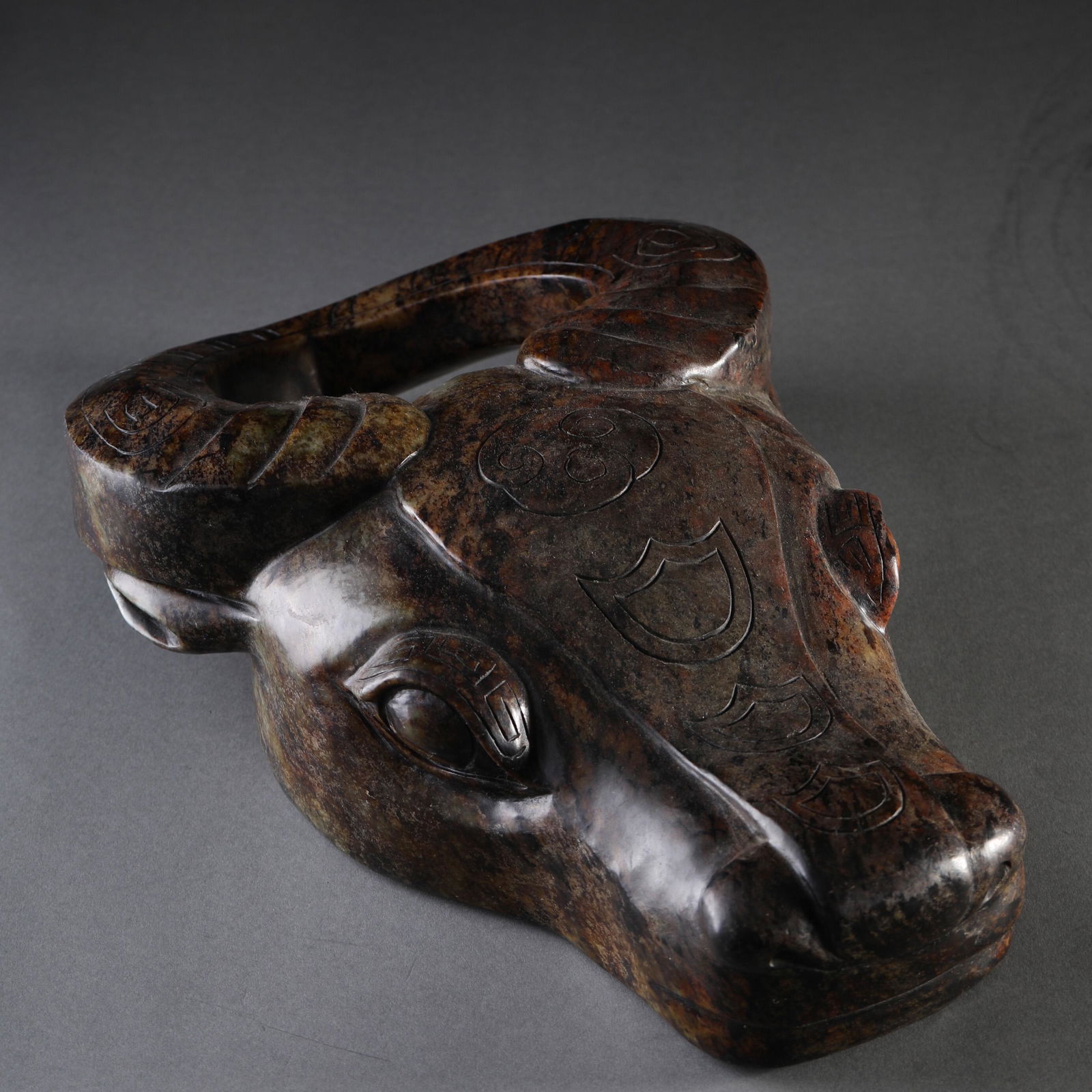 A Chinese Carved Jade Buffalo Head (1 of 5)