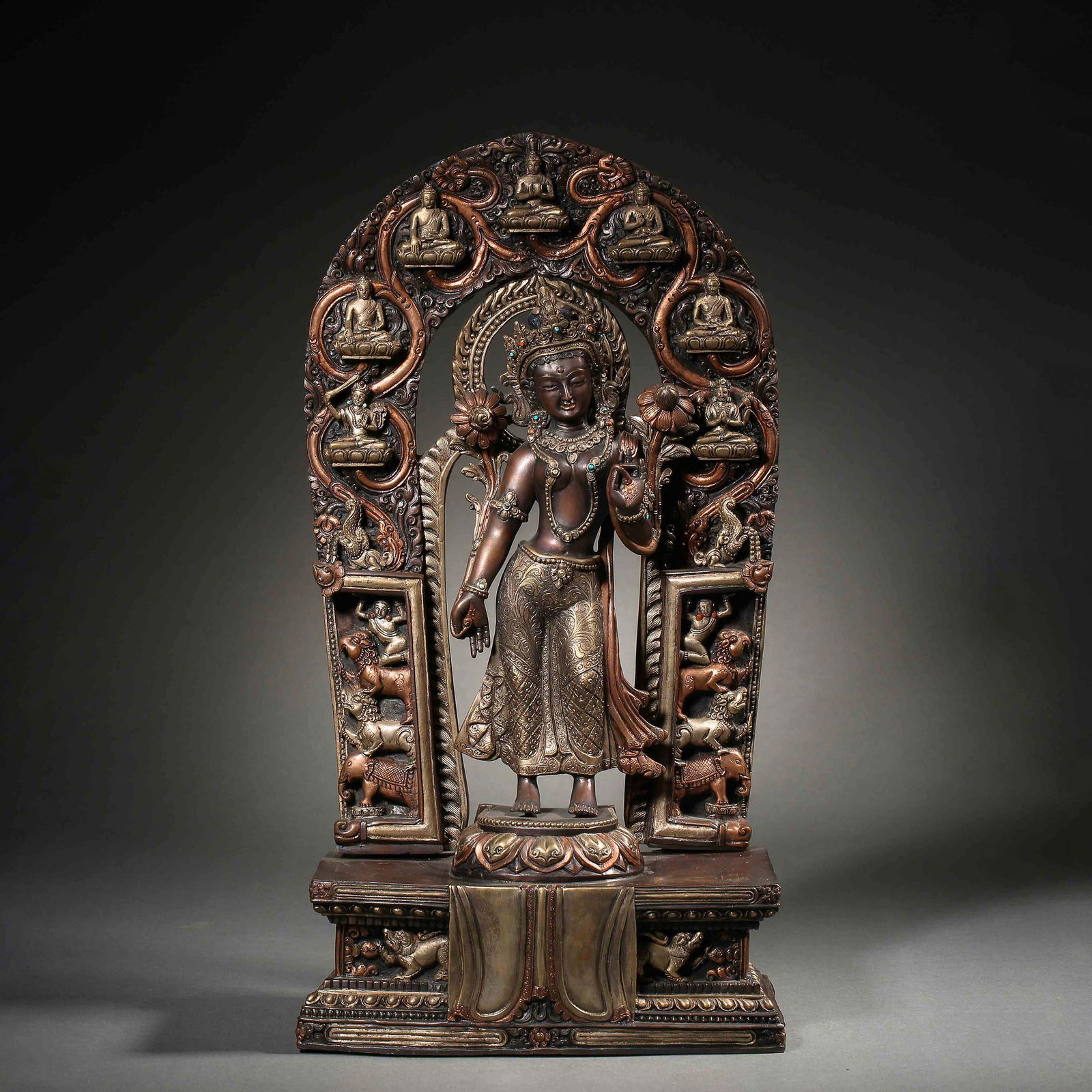A Tibetan Silver Inlaid Bronze Padmapani (1 of 14)