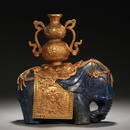 A Chinese Bronze-gilt Mounted Elephant Spill Vase