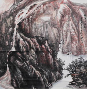 A Chinese Scroll Painting By Zhao Wangyun: A Chinese Scroll Painting By Zhao Wangyun H:68cm; W:67cm