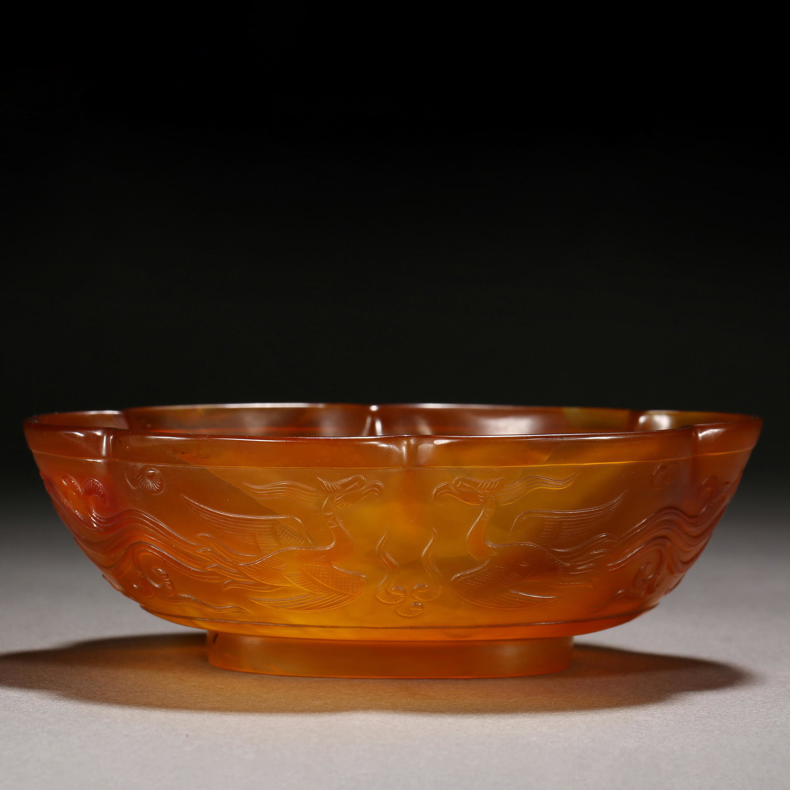 A Chinese Carved Agate Lobed Dish (1 of 11)