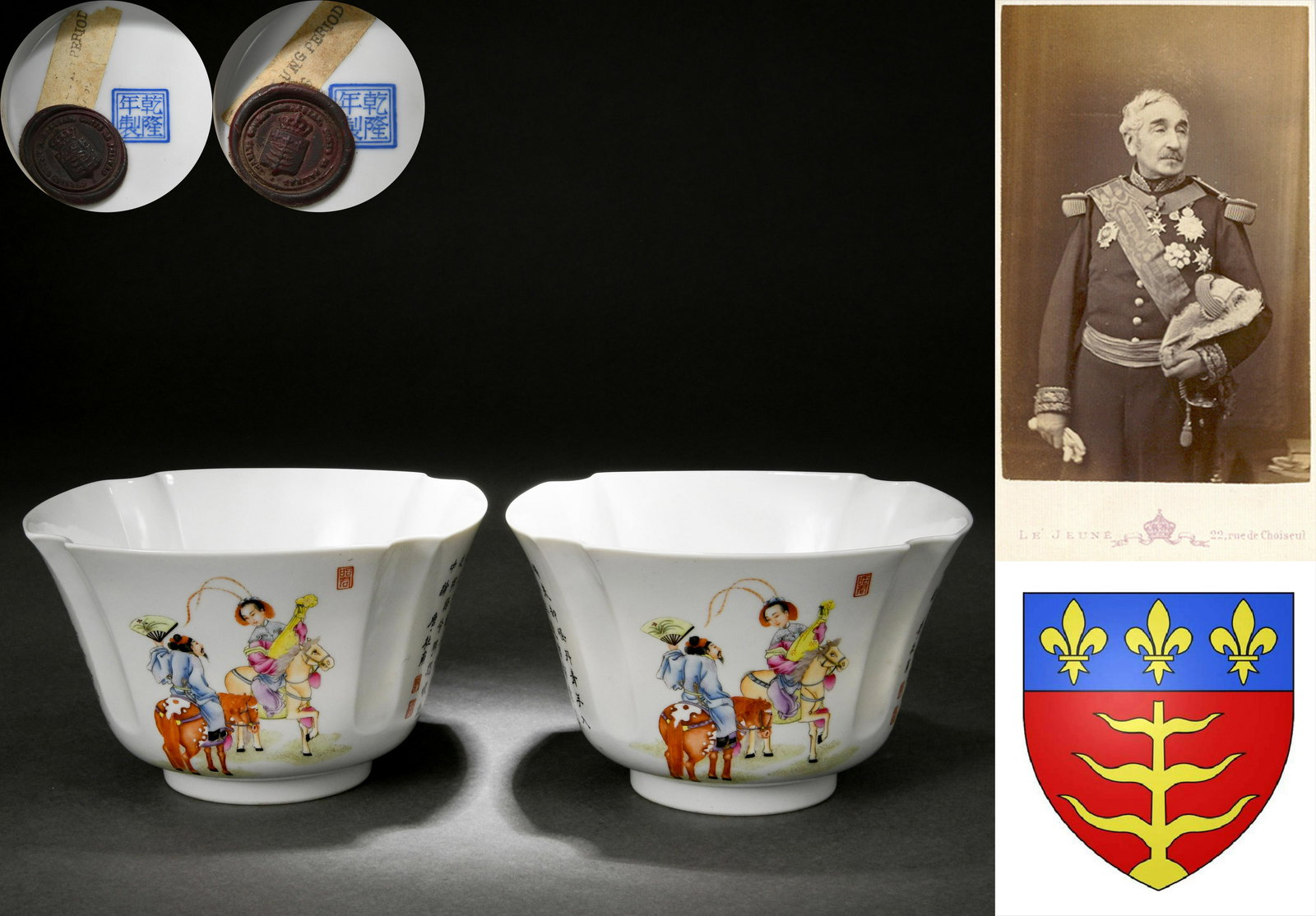 Pair Chinese Famille Rose Figural Story Cups (1 of 9)