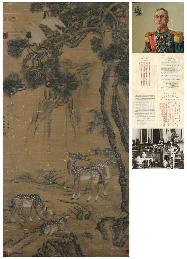 A Chinese Scroll Painting By Shen Quan: A Chinese Scroll Painting By Shen Quan 130 x 65cm. Johann Wilhelm Normann Munthe (1864-1935), military officer and art collector. Munthe was born in Bergen, Norway, in July 1864. After receiving milit