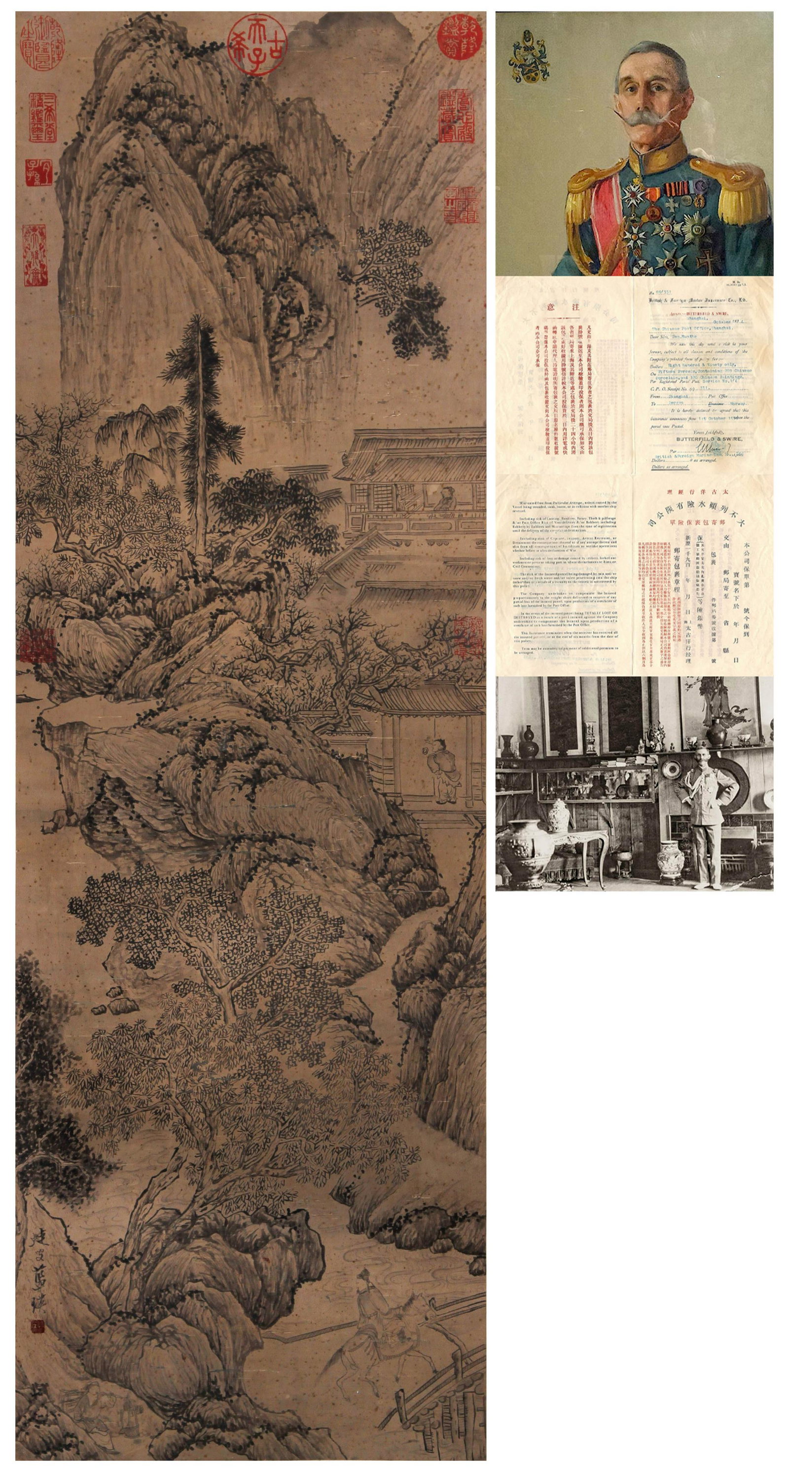 A Chinese Scroll Painting By Lan Ying: A Chinese Scroll Painting By Lan Ying 110 x 36cm. Johann Wilhelm Normann Munthe (1864-1935), military officer and art collector. Munthe was born in Bergen, Norway, in July 1864. After receiving milita
