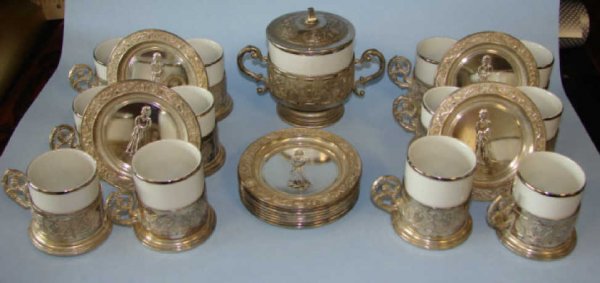 Monopoli porcelain and Sheffield demitasse set.