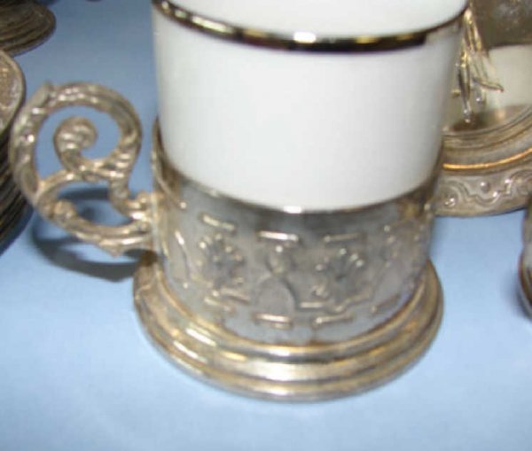 Monopoli porcelain and Sheffield demitasse set. - 2