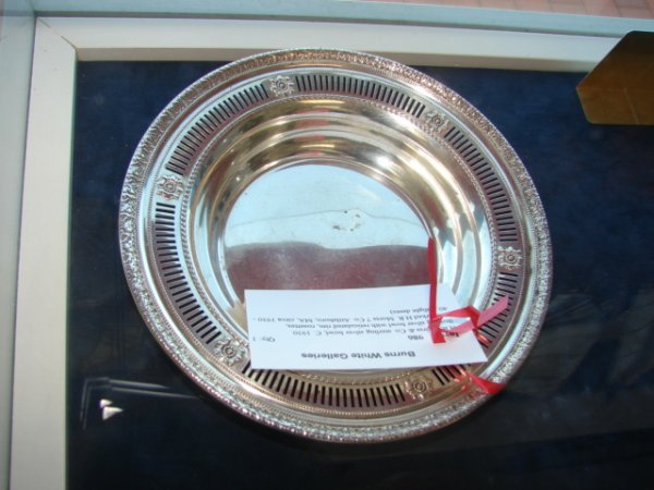 H.R. Morss & Co. Sterling Silver Bowl, C. 1930.: Sterling silver bowl with reticulated rim, rosettes, hallmarked H.R. Morss 7 Co. Attleboro, MA, circa 1930 - 40. (slight dents)