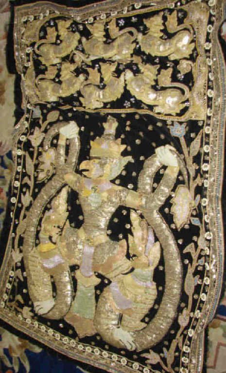 Thai antique hand beaded tapestry. Goddess.: Height 46", Width - 34".
