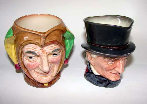 (2) Small Royal Doulton Character Mugs, H - 3".: John Peel and Jester, both with hallmarks.