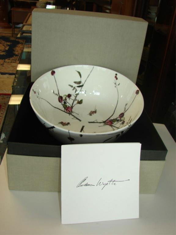Royal Doulton Andrew Wyeth Porcelain Bowl. 1973.: Having the original presentation box and certificate, the bowl with cherry branch decor. Bearing the Royal Doulton hallmark. H - 5.5", diameter - 13"