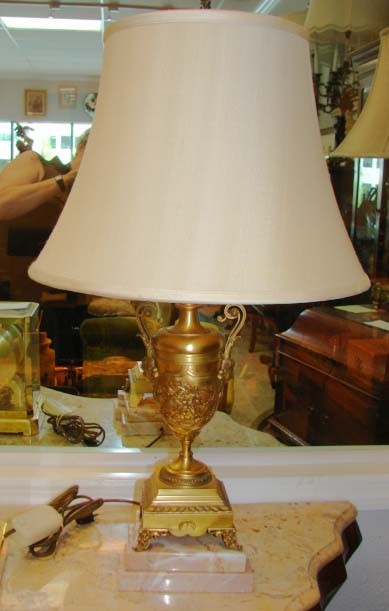 Dore Bronze Urn Form Table Lamp.: Dore bronze urn form table lamp in the French Empire style.