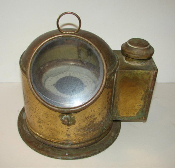 Brass water compass binnacle.