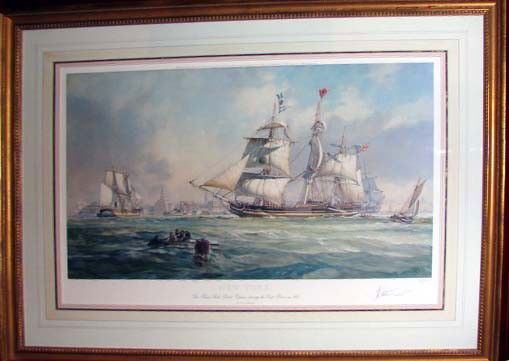 A John Stobart limited edition print, "New York": A John Stobart limited edition print, "New York" ed. 540/750.20th C. reproduction after the original. Framed to H - 34.5Ó W - 45Ó. A limited reproduction of the original painting, title New York, Th