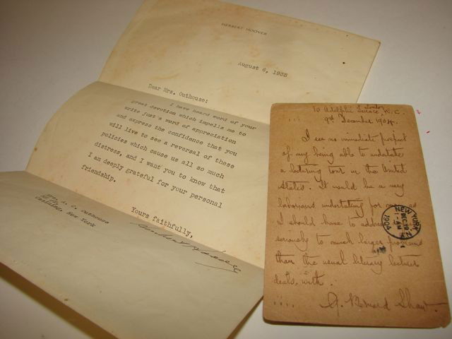 George Bernard Shaw autographed post card.: Sent December 9, 1904, to a W. H. Wright, declining an offer for a lecturing tour in the United States.