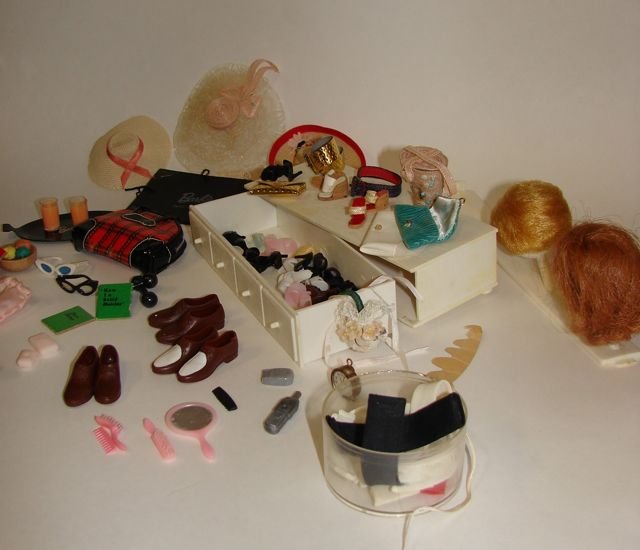 Vintage Barbie Doll C. 1961 and accessories.: Vintage Barbie Doll C. 1961 and accessories.