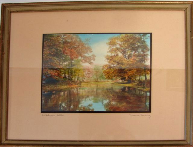 Wallace Nutting Print, "A Perkiomen October".: H - 7.50 x 9.50 inches (image) framed to 14 x 19, signed and titled in in on the lower margin.