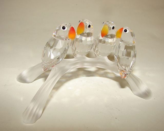 23 Swarovski Crystal Birds On Branch Figurine.