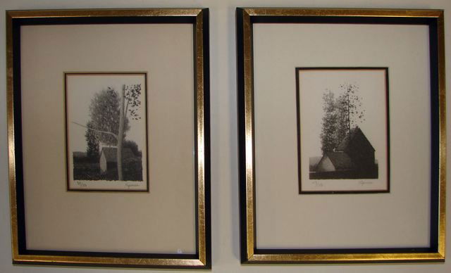 Pair (2) Robert Kipniss Lithographs. Ed. 150.: Signed and numbered lower margin. Image (plate) size is H - 4", W - 3", framed to H - 11", W - 9".