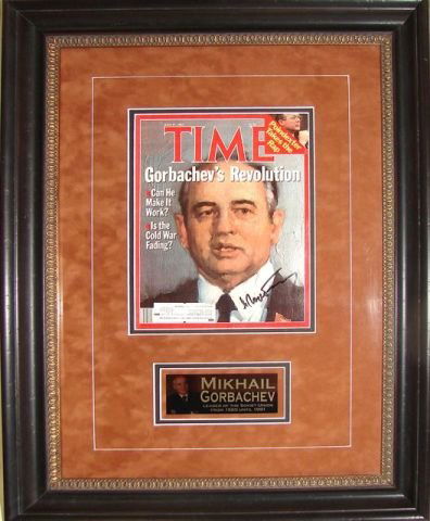 Autographed Time Magazine Cover Gorbachev.: General Secretary Gorbachev signed the cover of time magazine with a sharpie in 1987, while visiting the Unites State of America to sign the treaty of the total elimination of the U.S. and Soviet inte