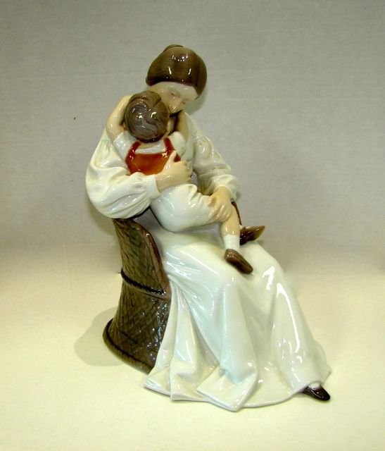 B & G Porcelain Figurine, Mother and Child.: Model Number 1552M. H - 11".
