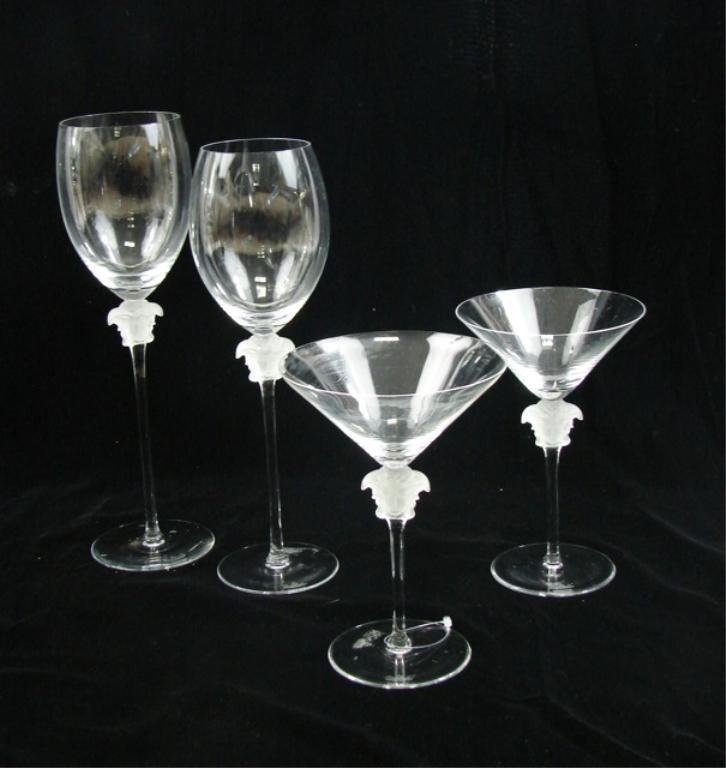 Four Assorted Versace Crystal Stem Wines.: Made by Rosenthal. Including a pair of martini glasses and two assorted winte glasses.