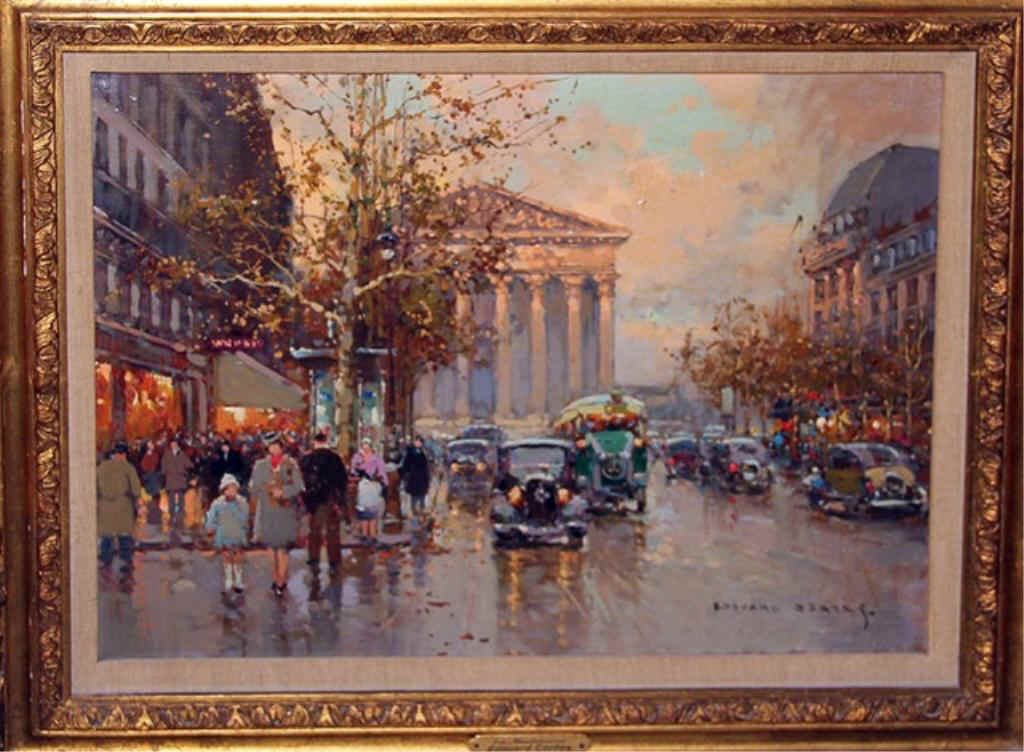 Painting- Edouard Cortes, "La Madeleine".: Edouard Cortes (French, 1882 - 1969) 18 x 13 3/4 inches. This painting has notations on the verso, in a nicely carved wood gilt frame with brass plaque. Condition: Needs cleaning. There is a detail of
