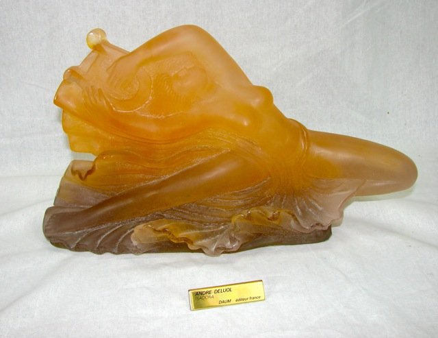Daum Patte De Verre by Andre Deluol "Isadora": Signed. Andre Deluol (French, 1909 - 2003). Length - 16 inches.