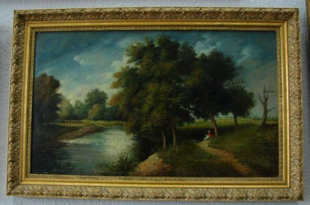 Oil Painting, Landscape, Signed David Johnson: David Johnson (American, 1827 - 1908) Known as a Hudson River School painter. 15 x 25 inches, framed to 19 x 29 inches. Signed lower left. Condition: The canvas has been re-lined. Provenance: This pai