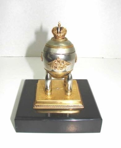 Faberge - Steel Military Egg: Imperial Collection. Replica. With Blue Box but no COA.