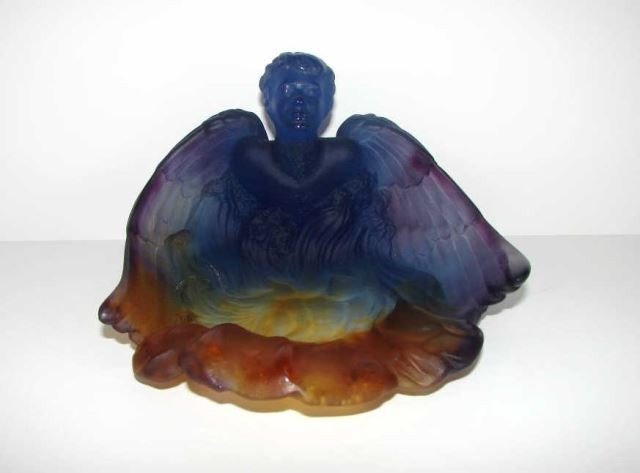 Daum France Pate-De-Verre Dish Vide Poche: Diameter - 5.60 ins. Signed. MINT condition.