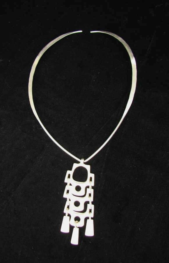 David Anderson, Norway Sterling Necklace: Both choker and pendant stamped with the name, Norway, and 925. 0.90 troy ounces.
