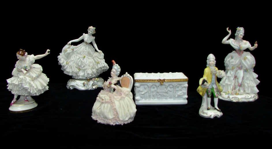 Five French and Italian Figurines w/ White Box (1 of 6)