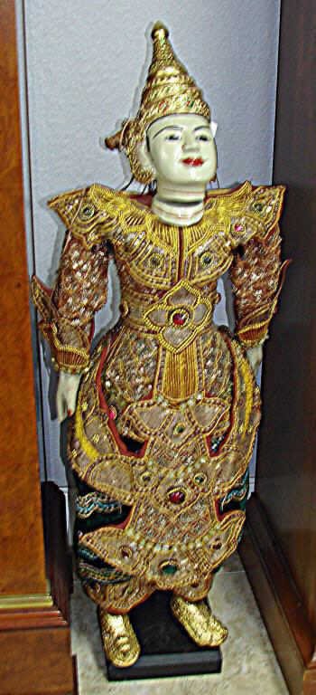 Thai Siam, Hand Carved Painted Jeweled Puppet (1 of 2)
