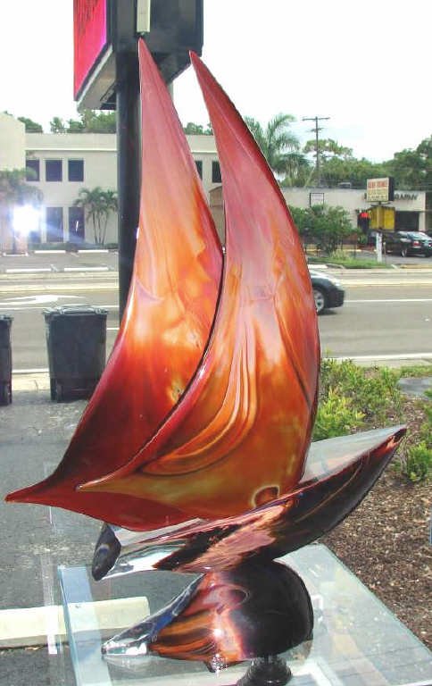 Dino Rosen Sailboat Art Glass Sculpture (1 of 4)