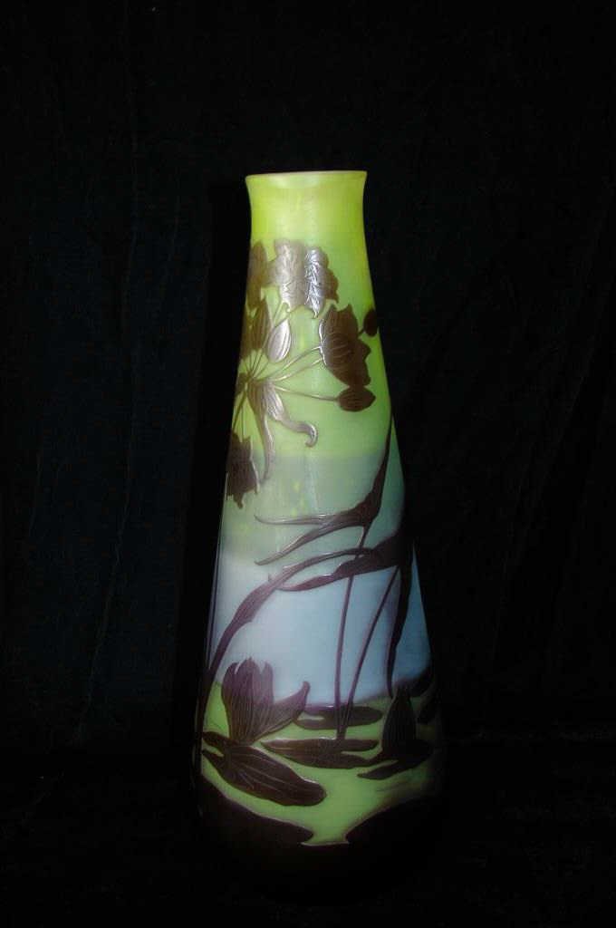 Galle Cameo Glass Tall Vase, Signed (1 of 5)